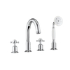 Crosswater Belgravia Robinet de baignoire - 4 trous - ensemble de douchette - poignée croix - chrome SW24323