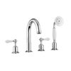 Crosswater Belgravia badrandkraan 4 gats met handdoucheset witte grepen chroom SW24324 Crosswater Belgravia badrandkraan 4 gats met handdoucheset witte grepen chroom SW24324