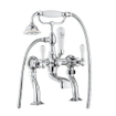 Crosswater Belgravia robinet de baignoire sur pied 2 trous avec ensemble de douchette poignées blanches chrome SW24322