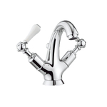 Crosswater Belgravia Wastafelkraan witte grepen medium - met waste - hoogglans chroom SW24291