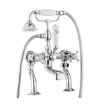 Crosswater Belgravia Robinet de baignoire sur plage - 2 trous - set de douchette - poignées croisillons - chrome SW24321