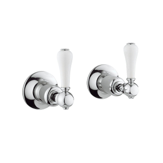 Crosswater Belgravia Robinets d’arret encastrables froid et chaud poignée blanc chrome