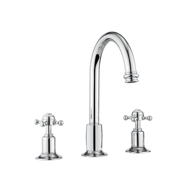 Crosswater Belgravia Wastafelkraan - hoog - 3 gats - kruisgreep hoogglans - chroom