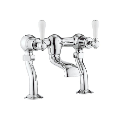 Crosswater Belgravia Robinets de bain sur gorge 2 trous poignées blanches chrome