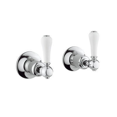 Robinetterie encastrée Crosswater Belgravia eau froide et chaude poignées blanches chrome