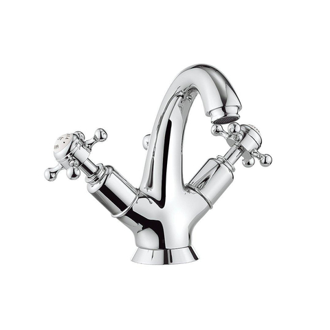 Crosswater Belgravia Wastafelkraan kruisgreep medium - met waste - hoogglans chroom SW24290