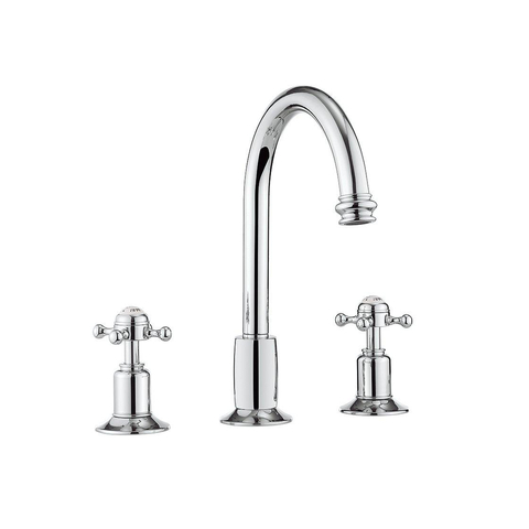 Crosswater Belgravia Wastafelkraan - hoog - 3 gats - kruisgreep hoogglans - chroom SW24296