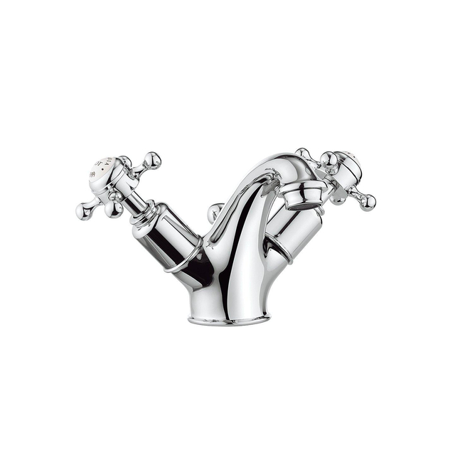 Crosswater Belgravia Wastafelkraan - witte rechte grepen - waste - chroom BL110DPC