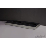 Forzalaqua Palermo wastafel - 140.5x51.5x9cm - 2 kraangaten - gefrijnd hardsteen (antraciet) SW67823