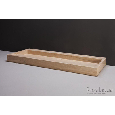 Forzalaqua Palermo wastafel 100.5x51.5x9cm Rechthoek 1 kraangat Natuursteen Travertin gezoet