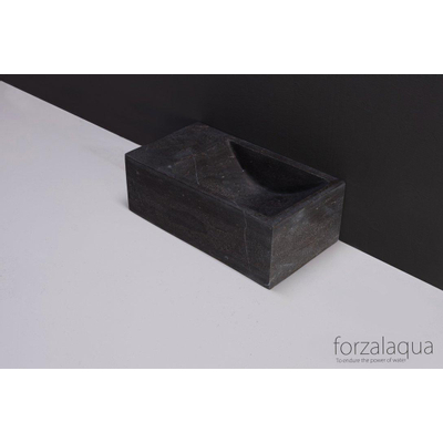 Forzalaqua Venetia Xs Lavabo wc 29x16x10cm rectangulaire sans trou pour robinetterie gauche pierre de taille adouci bleu gris
