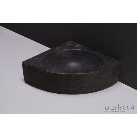 Forzalaqua Turino fontein - 30x30x10cm - hardsteen - kraangat midden - gezoet hardsteen (zwart) FO100021