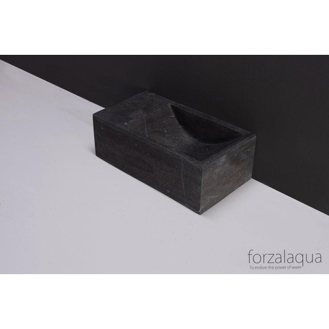 Forzalaqua Venetia Xs Lavabo wc 29x16x10cm rectangulaire sans trou pour robinetterie gauche pierre de taille adouci bleu gris SW67678