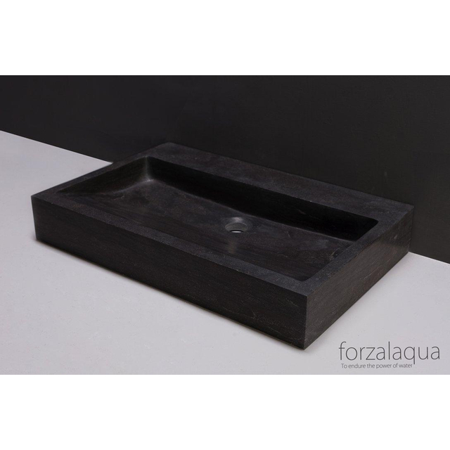Forzalaqua Palermo wastafel 80.5x51.5x9cm Rechthoek 2 kraangaten Natuursteen Hardsteen gezoet 100119