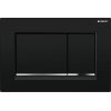Geberit Sigma30 bedieningplaat met dualflush frontbediening voor toilet/urinoir 24.6x16.4cm zwart / chroom SW61801 Geberit Sigma30 bedieningplaat met dualflush frontbediening voor toilet/urinoir 24.6x16.4cm zwart / chroom SW61801