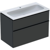 Geberit ICon wastafel - 90cm - met onderkast - 2 la - softclose - mat lava (grijs) SW637559