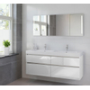 Bruynzeel Pinto badmeubelset 150x65.3x46cm spiegel dubbele kom glans wit GA12392 Bruynzeel Pinto badmeubelset 150x65.3x46cm spiegel dubbele kom glans wit GA12392