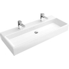 Villeroy en Boch Memento meubelwastafel 100x47cm met overloop met 2 kraangaten ceramic+ wit 1020096 Villeroy en Boch Memento meubelwastafel 100x47cm met overloop met 2 kraangaten ceramic+ wit 1020096