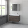 Bruynzeel Pinto badmeubelset 100x65.3x46cm met spiegelkast dubbele kom orlando eiken SW229356 Bruynzeel Pinto badmeubelset 100x65.3x46cm met spiegelkast dubbele kom orlando eiken SW229356