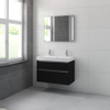 Bruynzeel Pinto badmeubelset 90x65.3x46cm met spiegel zijde zwart SW229354 Bruynzeel Pinto badmeubelset 90x65.3x46cm met spiegel zijde zwart SW229354