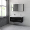 Bruynzeel Bando badmeubelset 120x55x45cm met spiegelkast aluminium greeplijst zijde zwart SW229454 Bruynzeel Bando badmeubelset 120x55x45cm met spiegelkast aluminium greeplijst zijde zwart SW229454