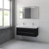 Bruynzeel Bando badmeubelset 120x55x45cm Dubbele wasbak met spiegel aluminium greeplijst zijde zwart SW229275 Bruynzeel Bando badmeubelset 120x55x45cm Dubbele wasbak met spiegel aluminium greeplijst zijde zwart SW229275