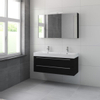 Bruynzeel Bando badmeubelset 120x55x45cm Dubbele wasbak met spiegelkast aluminium greeplijst zijde zwart SW229455 Bruynzeel Bando badmeubelset 120x55x45cm Dubbele wasbak met spiegelkast aluminium greeplijst zijde zwart SW229455