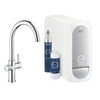 GROHE Blue Home Keukenkraan - 1-gats - C-uitloop - starterkit - Wifi - bleutooth - chilled en sparkling water - chroom SW228367