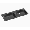 Royal Plaza Intent wastafel 121x45x1.5cm 2 kraangaten 2 wasbakken zwart mat Keramiek SW477416 Royal Plaza Intent wastafel 121x45x1.5cm 2 kraangaten 2 wasbakken zwart mat Keramiek SW477416
