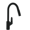 Hansgrohe Focus Mitigeur de cuisine 1 trou 240 mm avec douchette extractible à jet normal et douchette noir mat SW490353