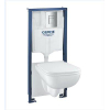 Grohe Solido Start Edge WC-element - GD-2 reservoir - dualflush bedieningsplaat - wandcloset diepspoel - H113cm - zitting met deksel en softclose - blauw/wit SW878131