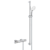 GROHE Grohtherm 1000 Performance Ensemble de douche - robinet de douche thermostatique - avec rosaces - avec barre de douchette - 90cm - douchette à main ronde - 2 jets - flexible de douche lisse - chrome SW999031