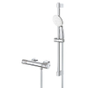 GROHE Grohtherm 1000 Performance Doucheset - thermostatische douchekraan - met rozetten - met glijstangset - 60cm - ronde handdouche - 2 straalsoorten - gladde doucheslang - chroom TWEEDEKANS OUT13981