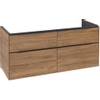 Villeroy & Boch Subway 3.0 Wastafelonderkast - met verlichting - 4 uittrekladen - 1272x576x478mm - Oak Kansas (mat hout) SW797170
