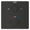 Grohe Grohtherm Badmengkraan - afdekset - thermostatisch - 2 uitgangen - vierkant - matte black (mat zwart) SW1077320