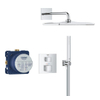 Grohe Grohtherm Cube ensemble de douche pluie encastré – thermostatique – douche de tête carrée 31 cm – bras mural courbé 42.2 cm – chrome SW1077278