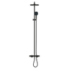 Grohe Tempesta 250 Cube Regendoucheset met badkraan - hoofddouche 25cm - vierkante handdouche - 2 straalsoorten - met thermostaatkraan - matte black (mat zwart) SW1077294