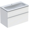 Geberit ICon wastafel - 90cm KeraTect - met onderkast - 2 la witmat - softclose - mat wit SW637838