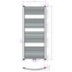 Royal Plaza Sorbus g radiator 60x140 584w gebogen met midden aansluiting wit GA30868