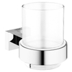 GROHE Essentials Cube Bekerhouder - 9.2x10.7x7.2cm - met glas - chroom 0438175