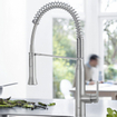 GROHE K7 Robinet de cuisine medium avec douchette professionnelle automatique avec inverseur entre jet douche et mousseur Supersteel brossé (inox) 0465068