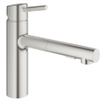 GROHE Concetto Mitigeur de cuisine avec bec medium monotrou avec mousseur extractible Dual Spray inox 0467944