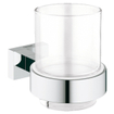 GROHE Essentials Cube Porte-gobelet - 9.2x10.7x7.2cm - avec verre - chrome 0438175