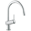 GROHE Minta Mitigeur de cuisine - haut - bec rond pivotant/escamotable - chrome 0442488