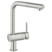 GROHE Minta Mitigeur de cuisine - haut - bec en L extensible - SuperSteel brossé 0442463