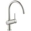 GROHE Minta Mitigeur de cuisine - haut - bec rond pivotant - SuperSteel brossé 0102509