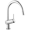 GROHE Minta Mitigeur de cuisine - haut - bec rond orientable/extensible - SuperSteel brossé 0102510