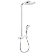Hansgrohe Raindance Select E300 showerpipe: avec Showertablet 300 robinet thermostatique apparent avec douchette 3 jets et douche de tête 3 jets blanc/chrome 0452234