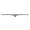 Easy Drain Compact 50 caniveau de douche inox avec plaque simple inox, flasque inox standard, siphon 50mm, 80cm, profondeur d'encastrement 83mm avec sortie latérale. 2302801
