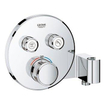 Grohe SmartControl Mitigeur thermostatique encastré - 3 boutons - support de douchette - rond - chrome SW104918